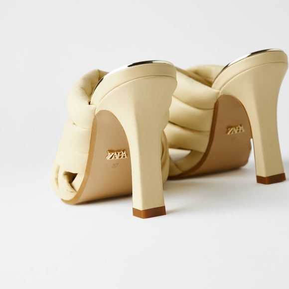 Zara Padded woven leather heeled mules - Picture 7 of 8